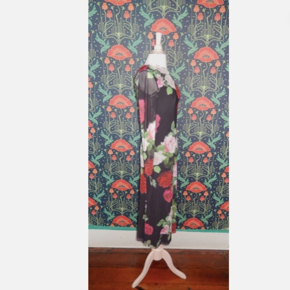 Jade Johnny Was Lolia Rose Print Mesh Midi Dress Nwt XS - Picture 8 of 9